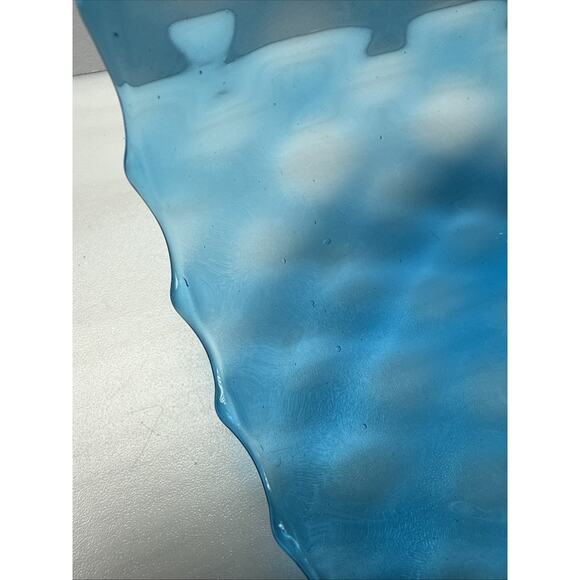 MCM Empoli Blue Diamond Optic Footed Vase Rose Bowl Blown Glass As Is - Picture 8 of 14